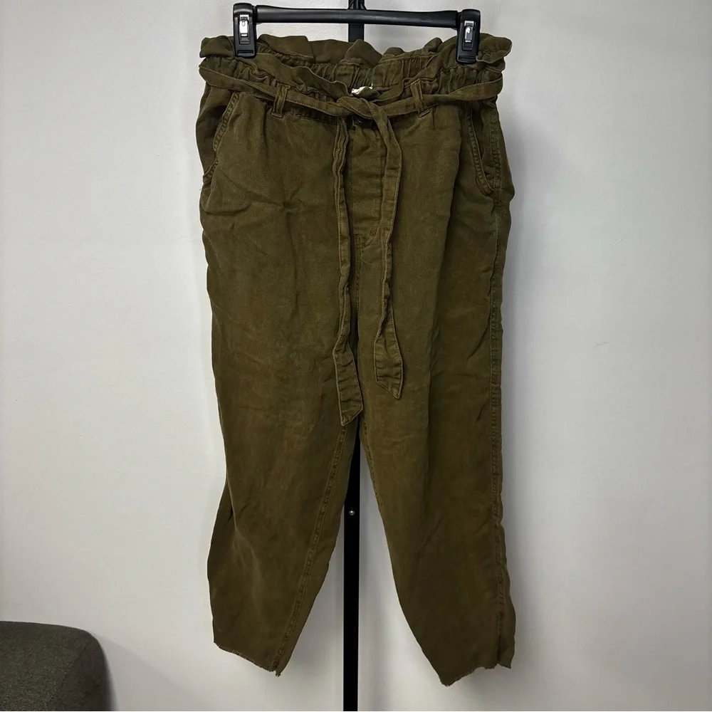 Aerie Tie Waist Pants Olive Green Women’s Size Large‎